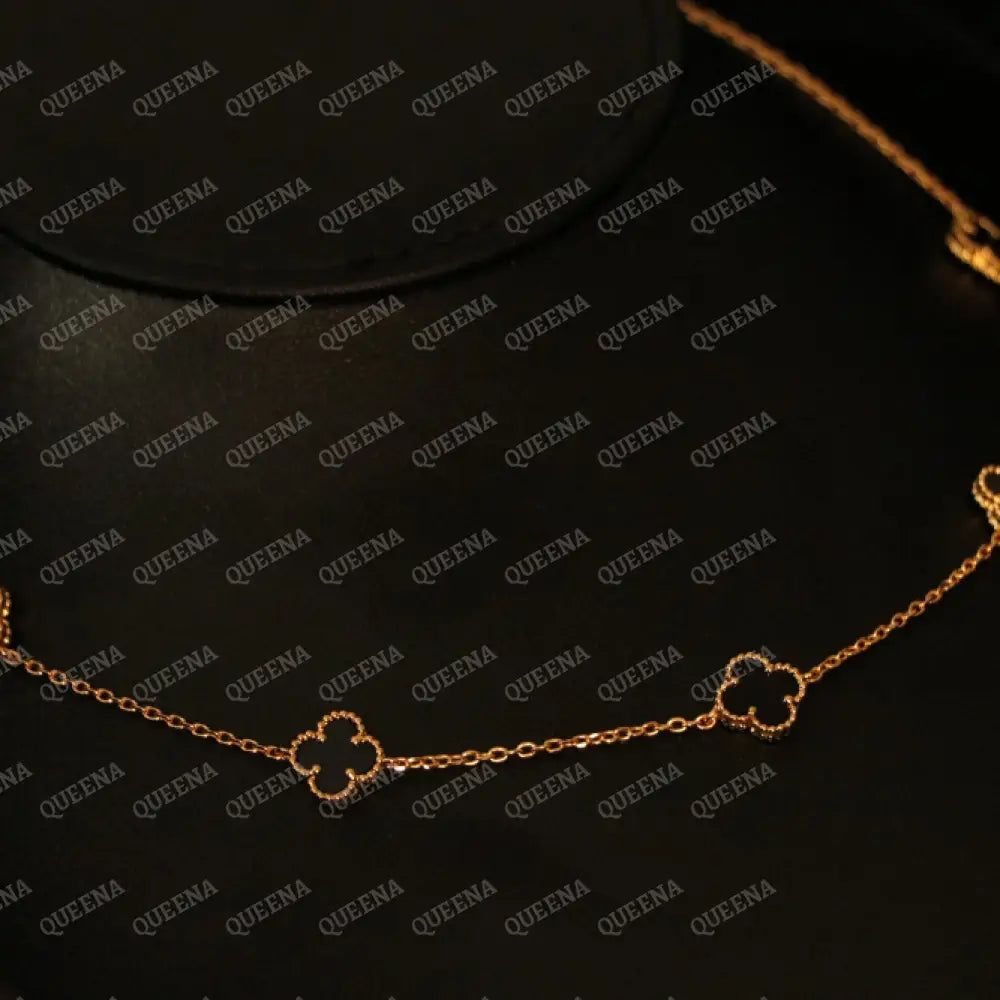 Black Mini Clovers Choker Necklace Necklaces