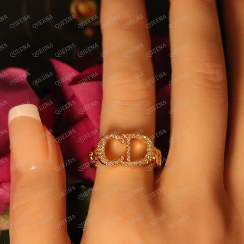 CD Ring Studded with Zircons - Adjustable (Free Size) Rings