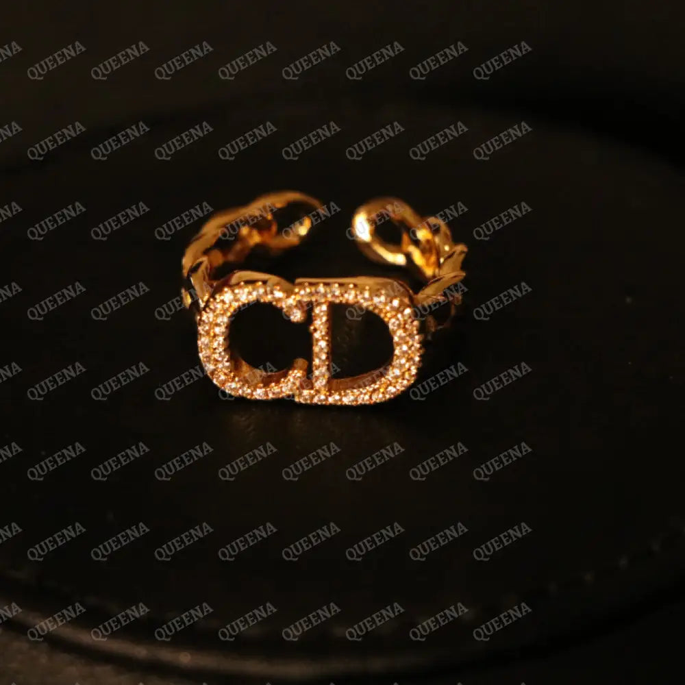 CD Ring Studded with Zircons - Adjustable (Free Size) Rings