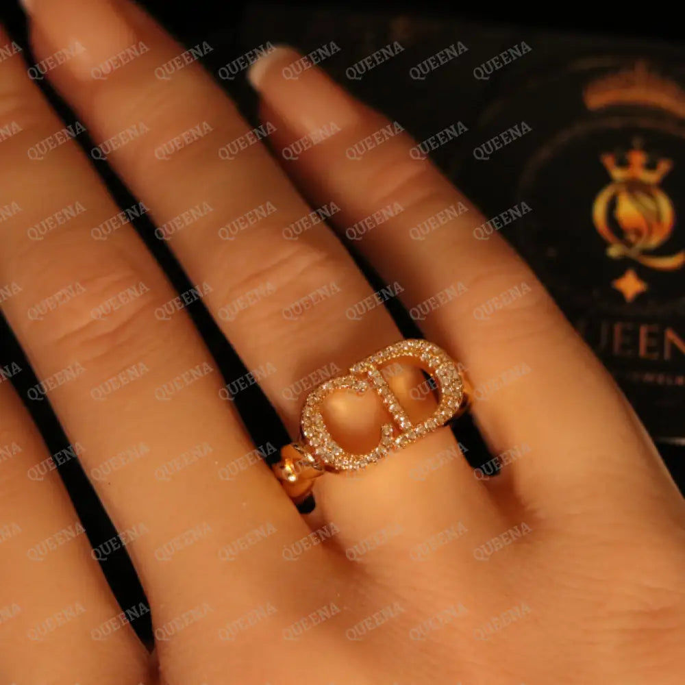 CD Ring Studded with Zircons - Adjustable (Free Size) Rings