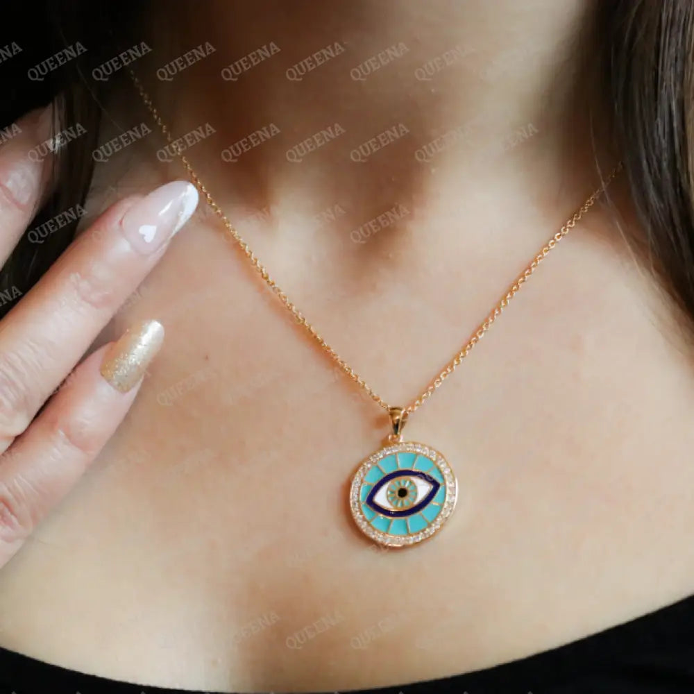 Circle Evil Eye Pendant Necklace Necklaces