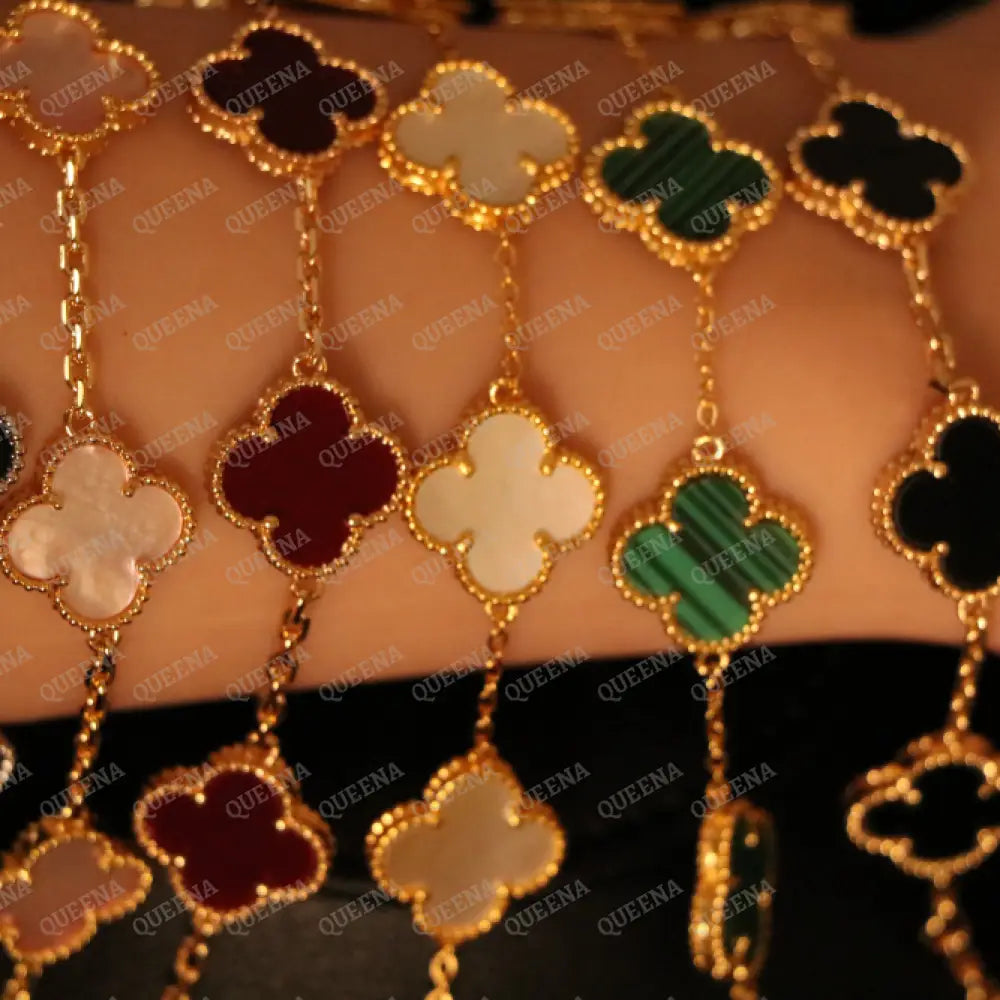 Clover Bracelet with 5 Multi Leaf Clover - High Quality 18k Gold Plated Statement Piece Bracelet
