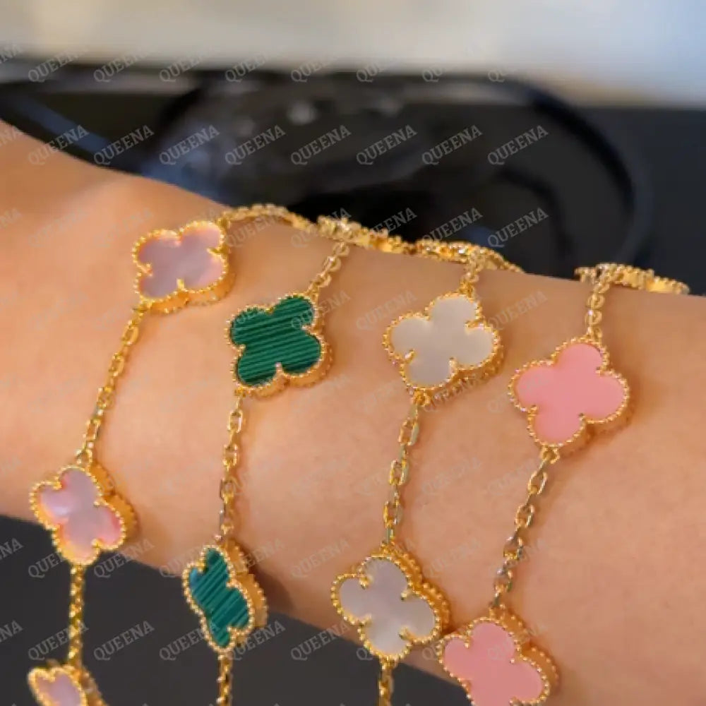 Clover Bracelet with 5 Multi Leaf Clover High Quality 18k Gold Plated Statement Piece Bracelet