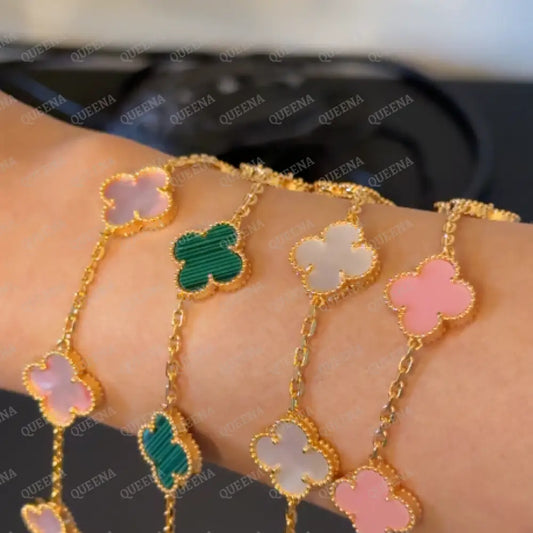 Clover Bracelet with 5 Multi Leaf Clover High Quality 18k Gold Plated Statement Piece Bracelet
