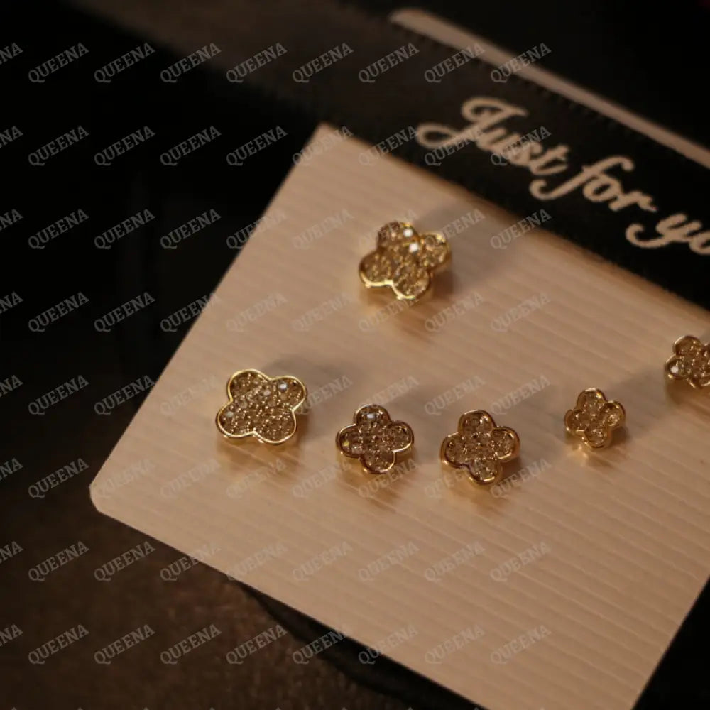 Clover Flower Earrings Set Studded with Zircons Earrings