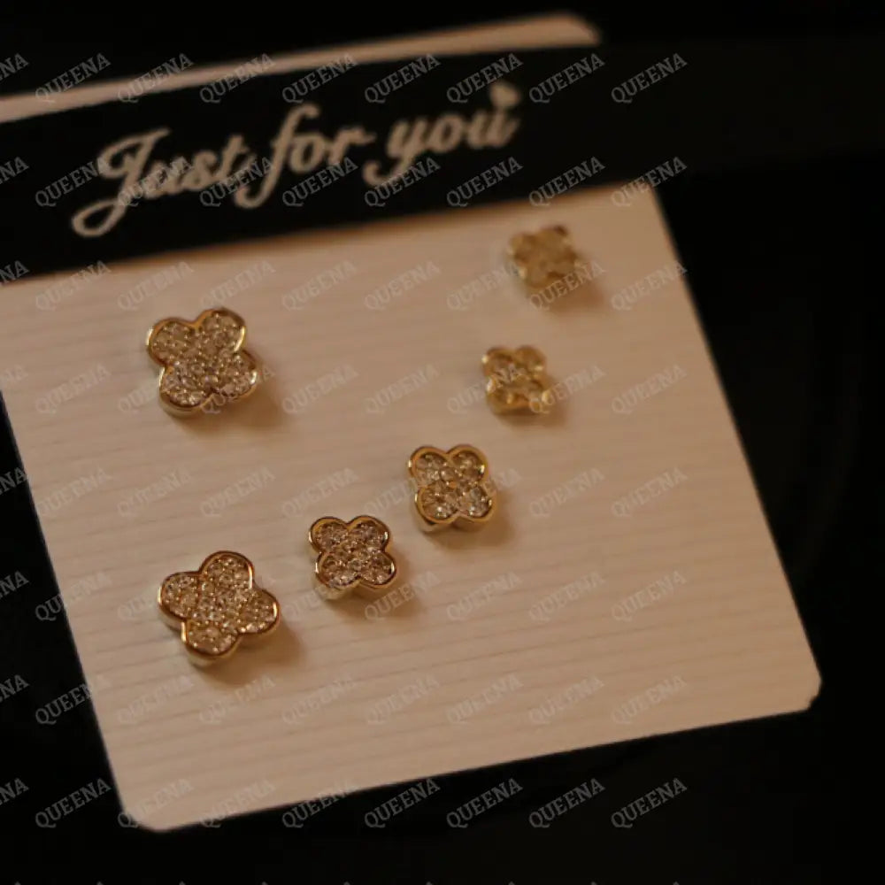 Clover Flower Earrings Set Studded with Zircons Earrings