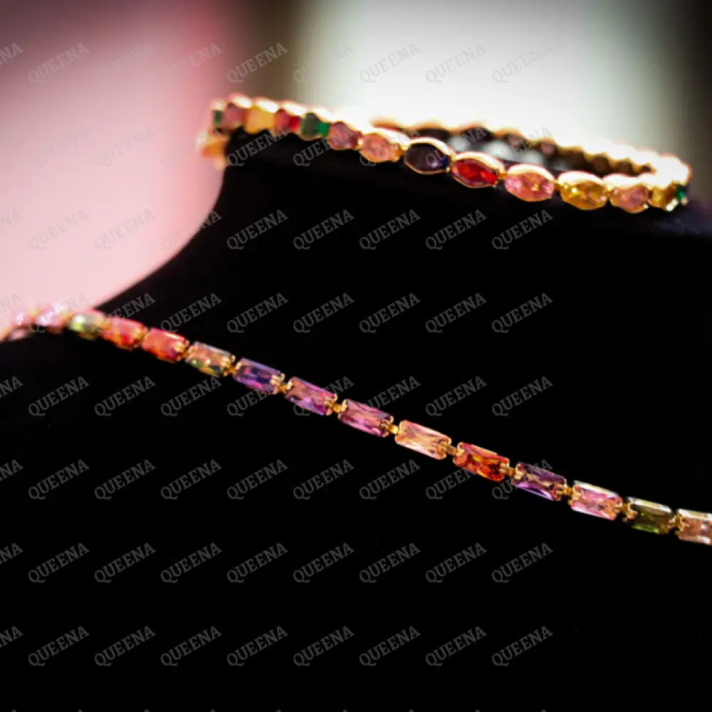 Colorful Cristal Zircon Stones (Set) Choker Necklace And Bracelet Jewelry Sets