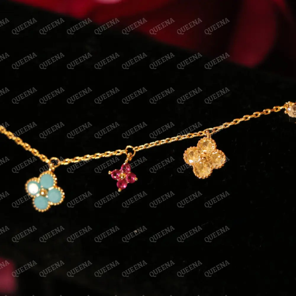 Colorful Sparkle Clover Charms Bracelet Bracelet
