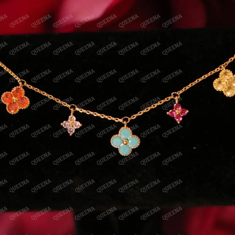 Colorful Sparkle Clover Charms Bracelet Bracelet