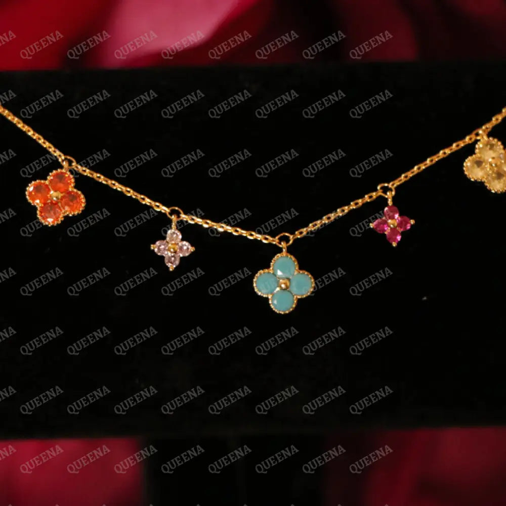 Colorful Sparkle Clover Charms Bracelet Bracelet