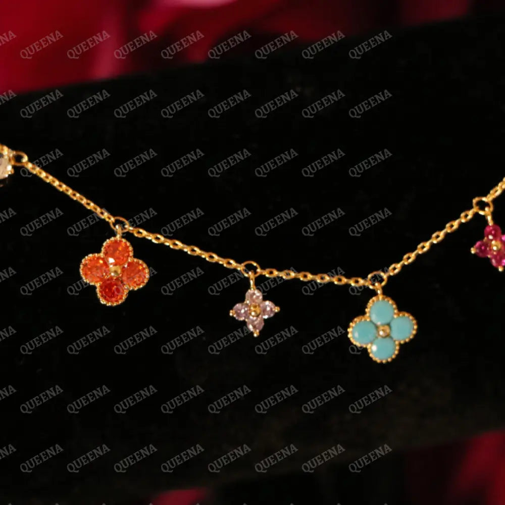 Colorful Sparkle Clover Charms Bracelet Bracelet