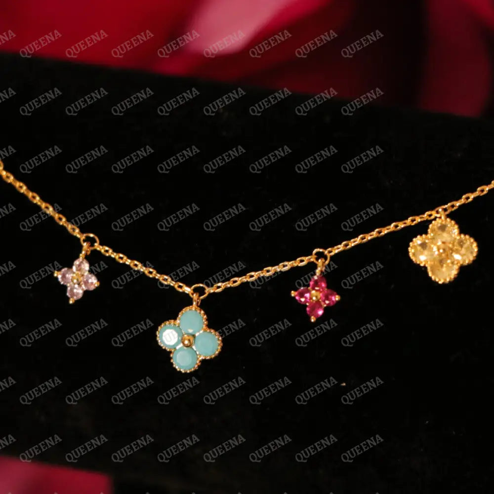 Colorful Sparkle Clover Charms Bracelet Bracelet