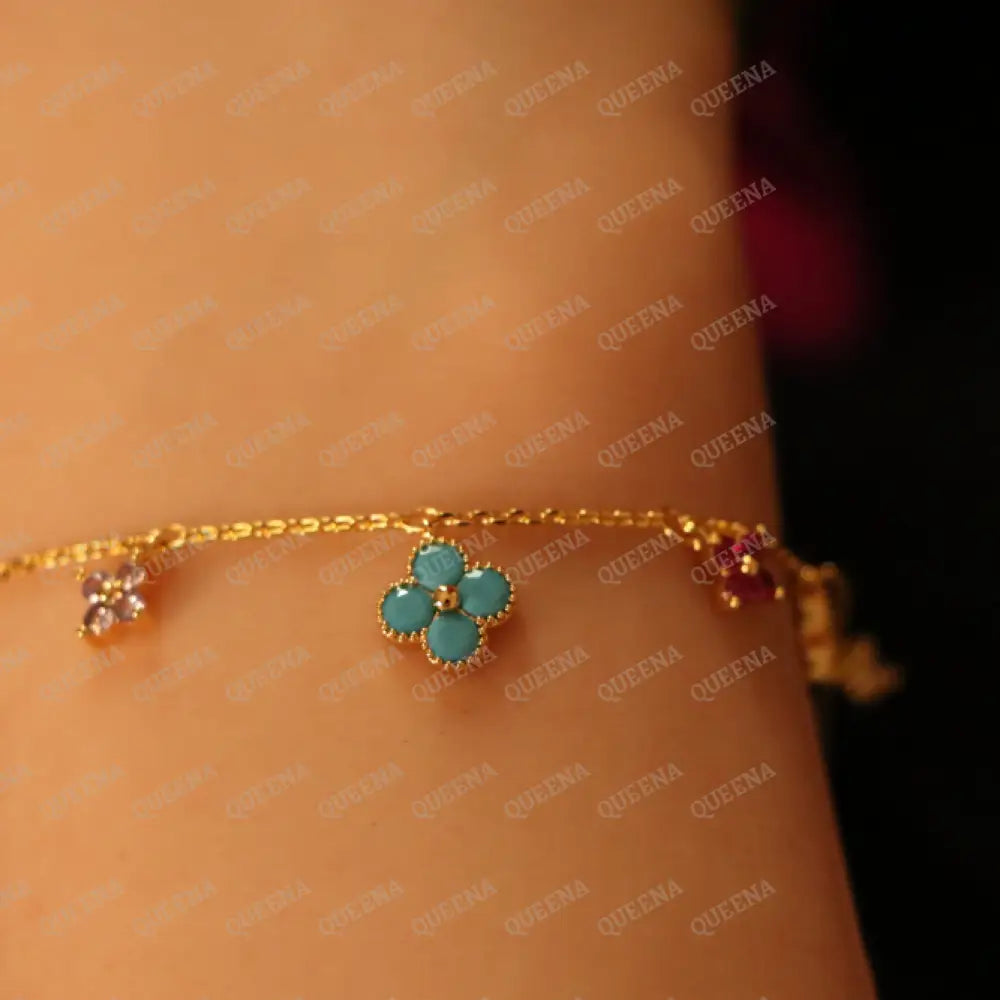 Colorful Sparkle Clover Charms Bracelet Bracelet