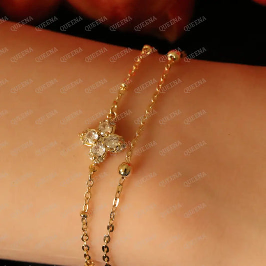 Crystal Flower Double layers Bracelet Bracelet