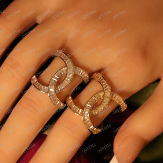Crystals X Ring - Adjustable (Free Size) - Rings