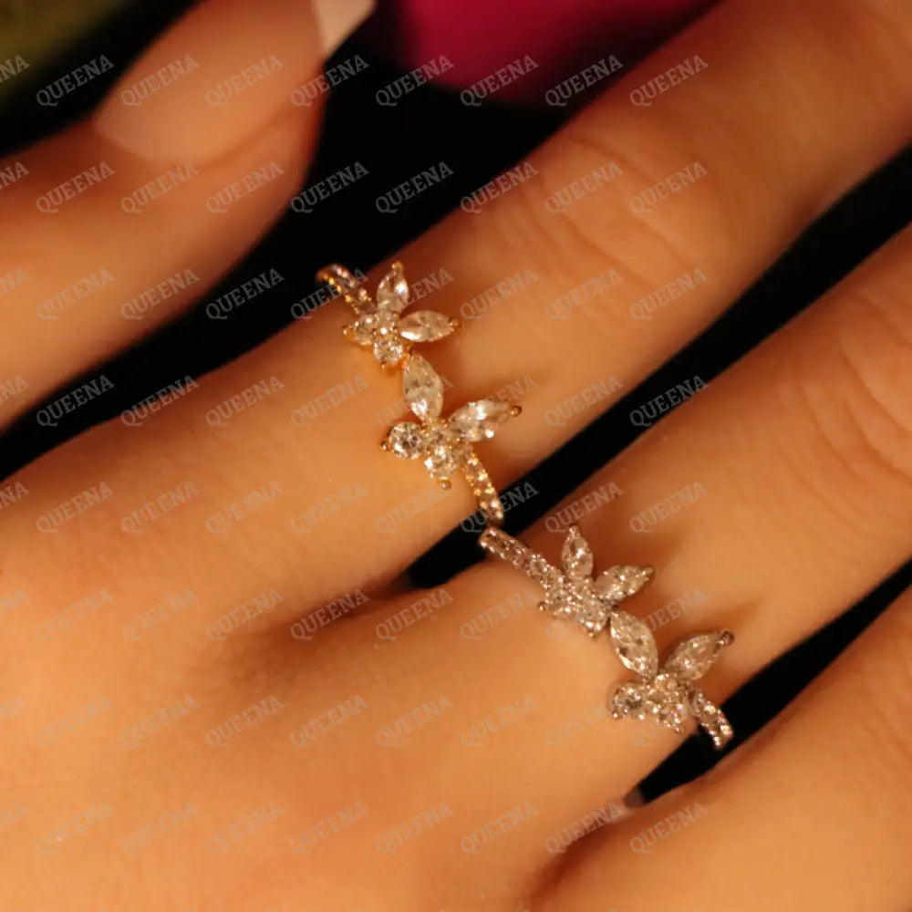Cutie Crystal Butterfly Ring - Adjustable (Free Size) - Rings
