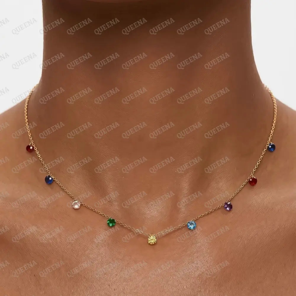 Dainty Colorful Crystal Drops Choker Necklace - Necklaces