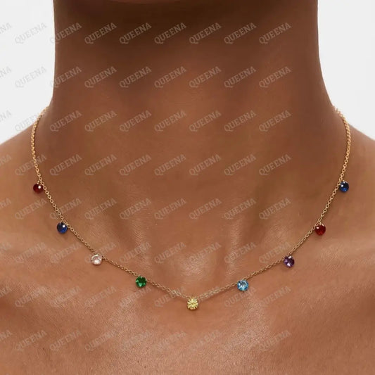Dainty Colorful Crystal Drops Choker Necklace - Necklaces