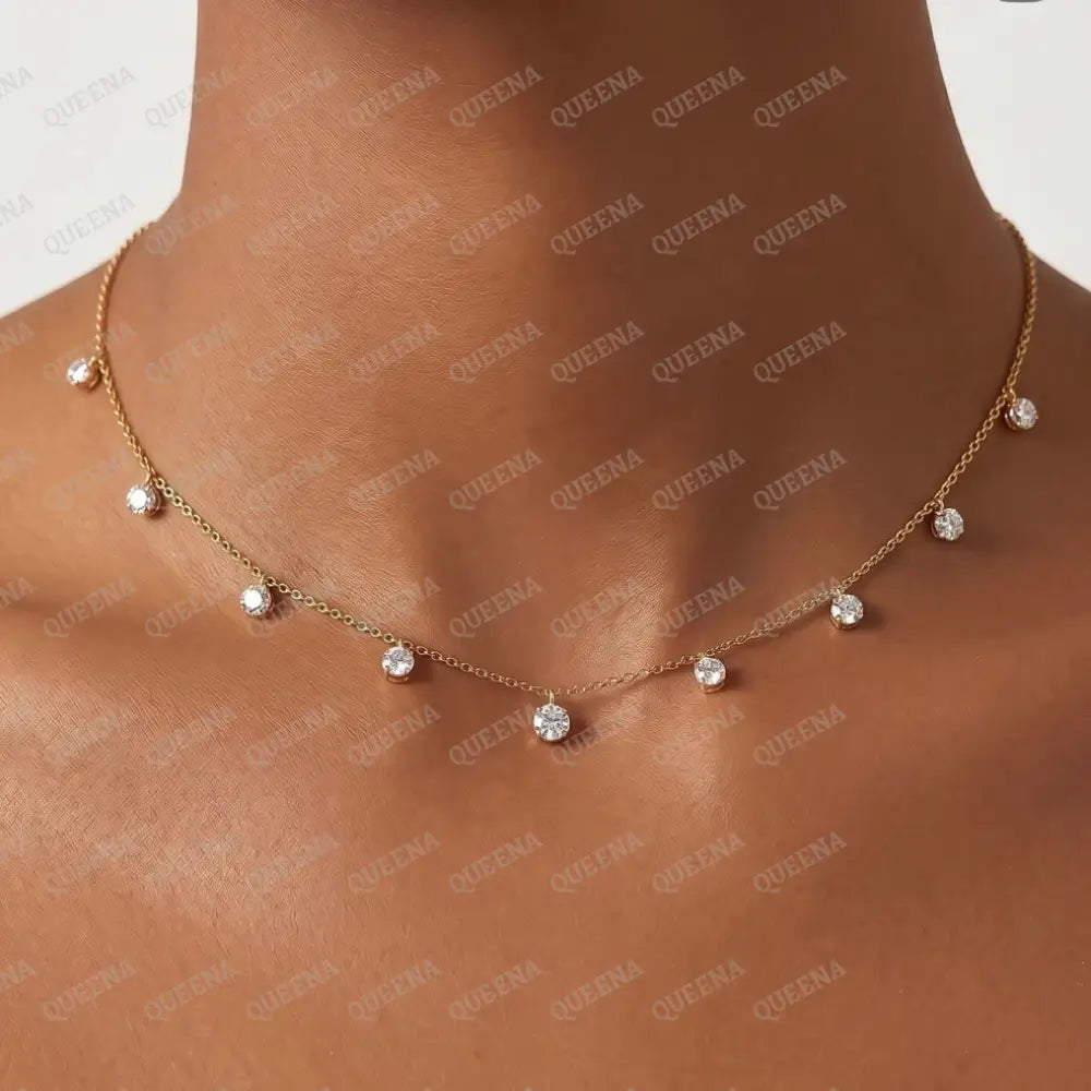 Dainty Crystal Drops Choker Necklace - Necklaces