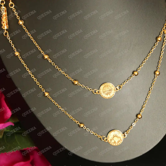 Dainty Multi Lyra Coins Long Layering Necklace with Verasacei pattern Necklaces