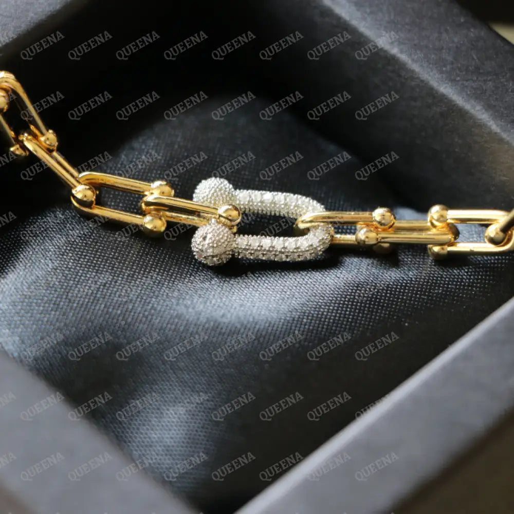 Delara Link Chain Bracelet Studded With Silver Zircon Stones