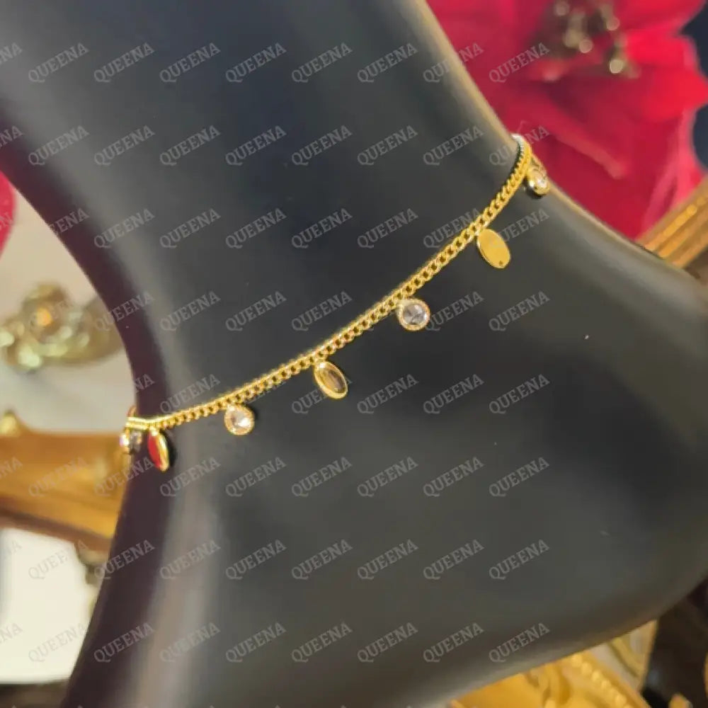 DeLara Sparkle Drops Anklet Anklet