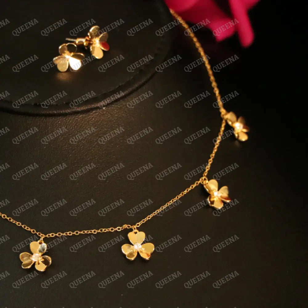 Delicate Flora Choker Set (Necklace + Earrings) Jewelry Sets