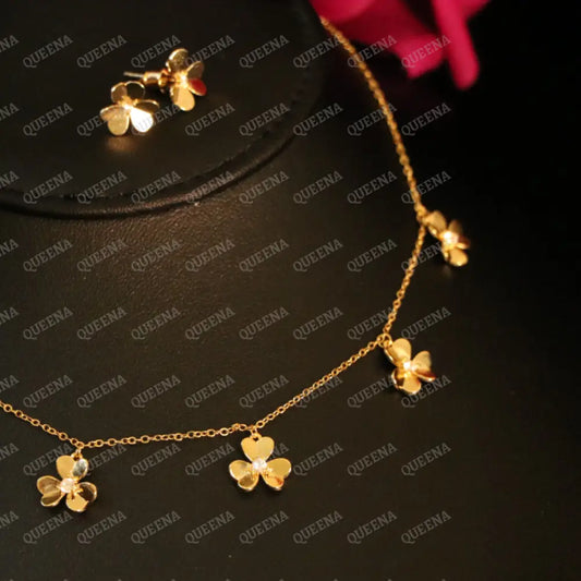Delicate Flora Choker Set (Necklace + Earrings) Jewelry Sets