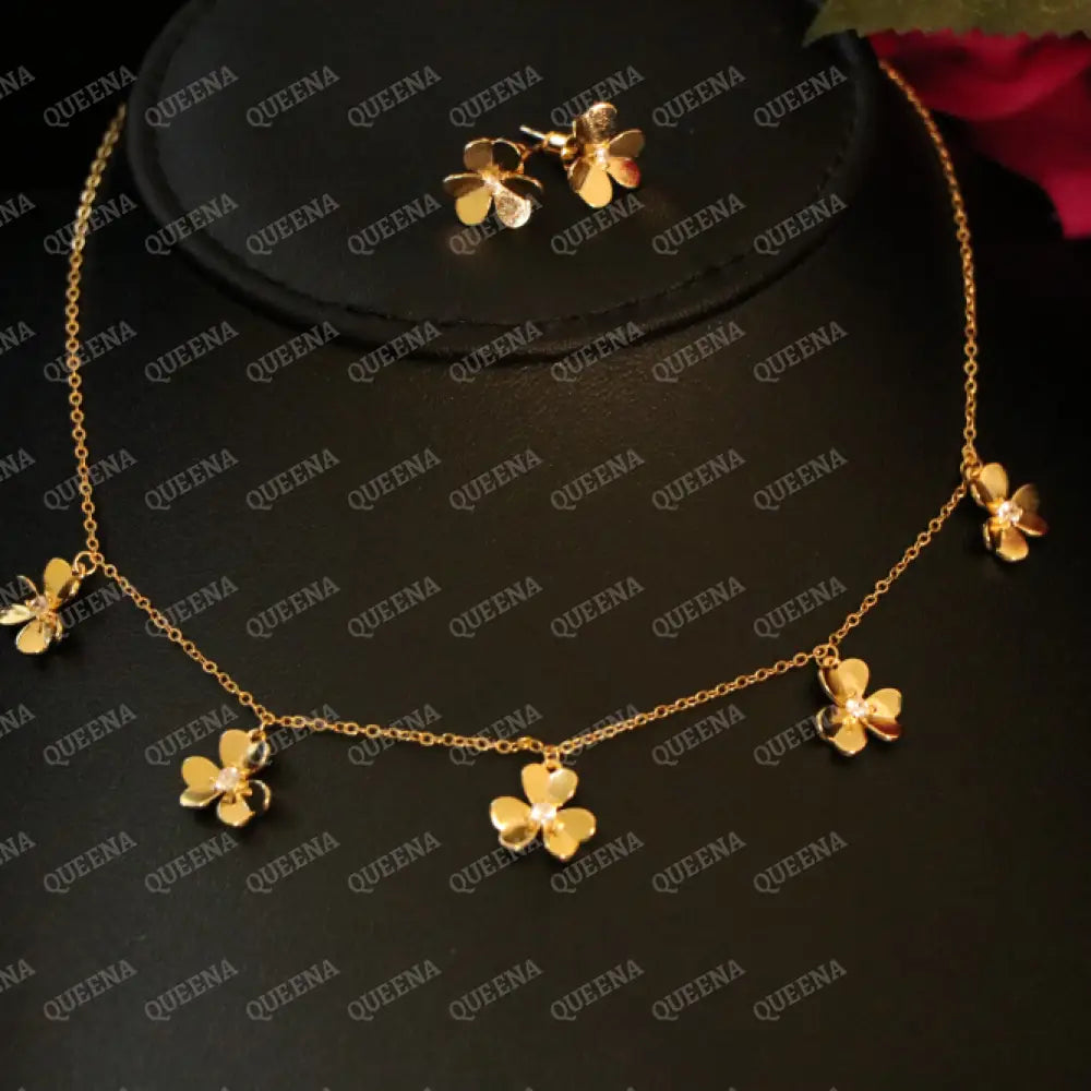 Delicate Flora Choker Set (Necklace + Earrings) Jewelry Sets