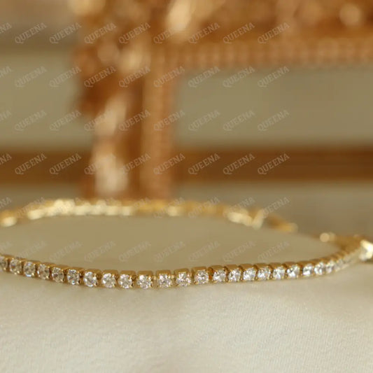 Delicate Gold Zircon Rhinestone Tennis Bracelet