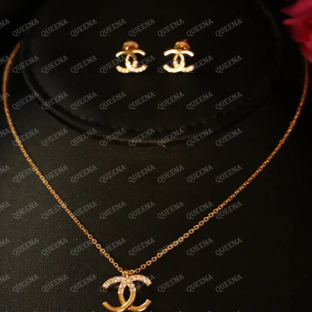 Delicate Iconic Chaneel Set (Necklace + Earrings) Jewelry Sets