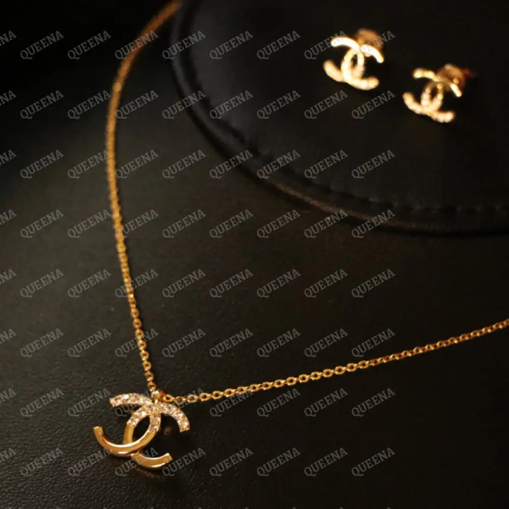 Delicate Iconic Chaneel Set (Necklace + Earrings) Jewelry Sets