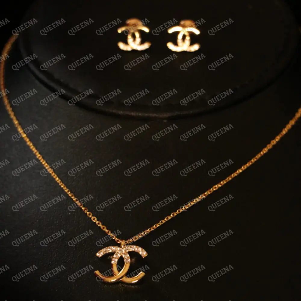 Delicate Iconic Chaneel Set (Necklace + Earrings) Jewelry Sets