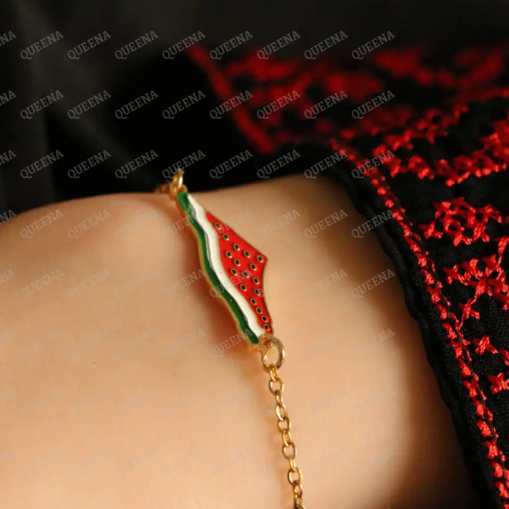 Delicate WATERMELON PALESTINE Country Map Bracelet Bracelet