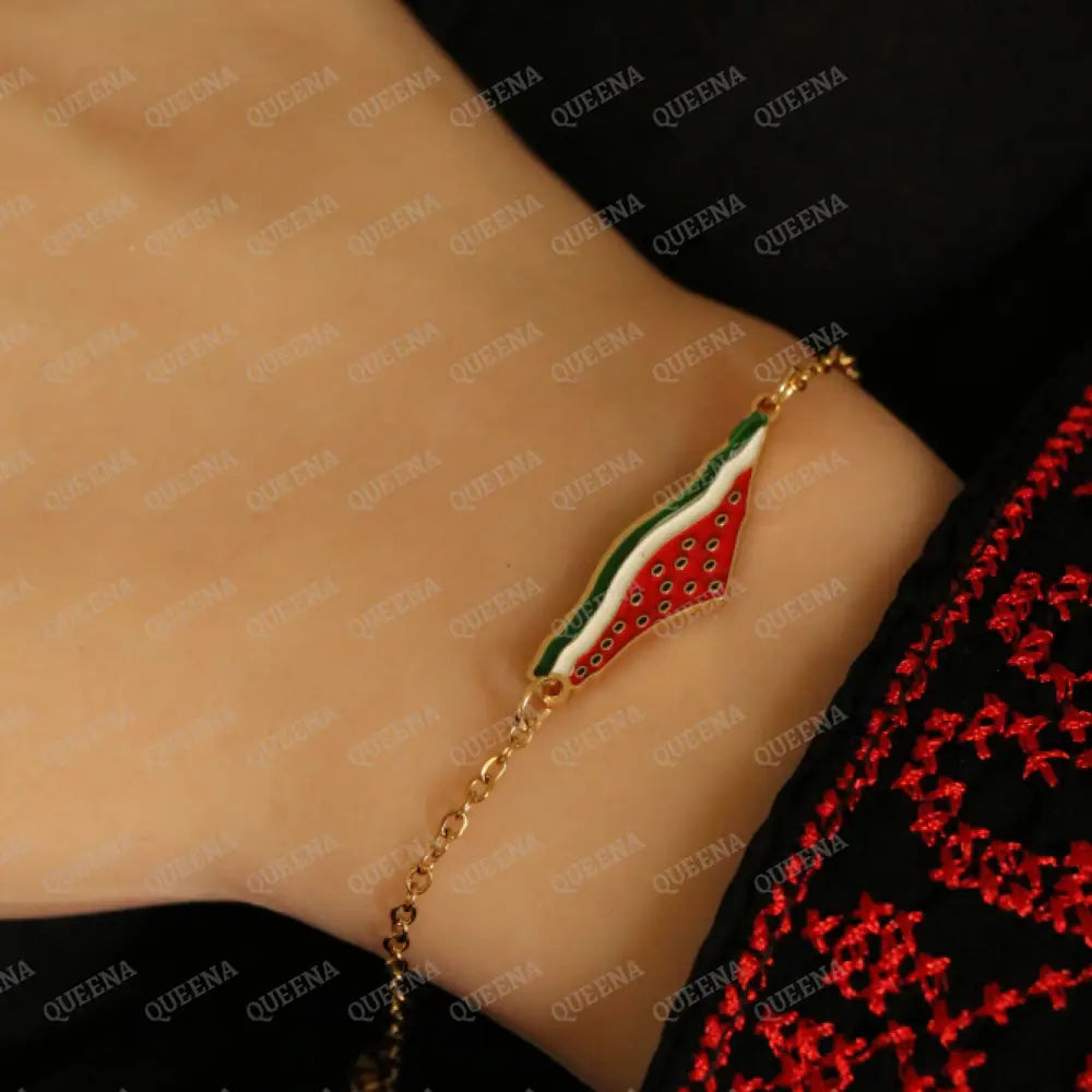Delicate WATERMELON PALESTINE Country Map Bracelet Bracelet