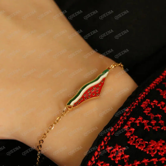 Delicate WATERMELON PALESTINE Country Map Bracelet Bracelet