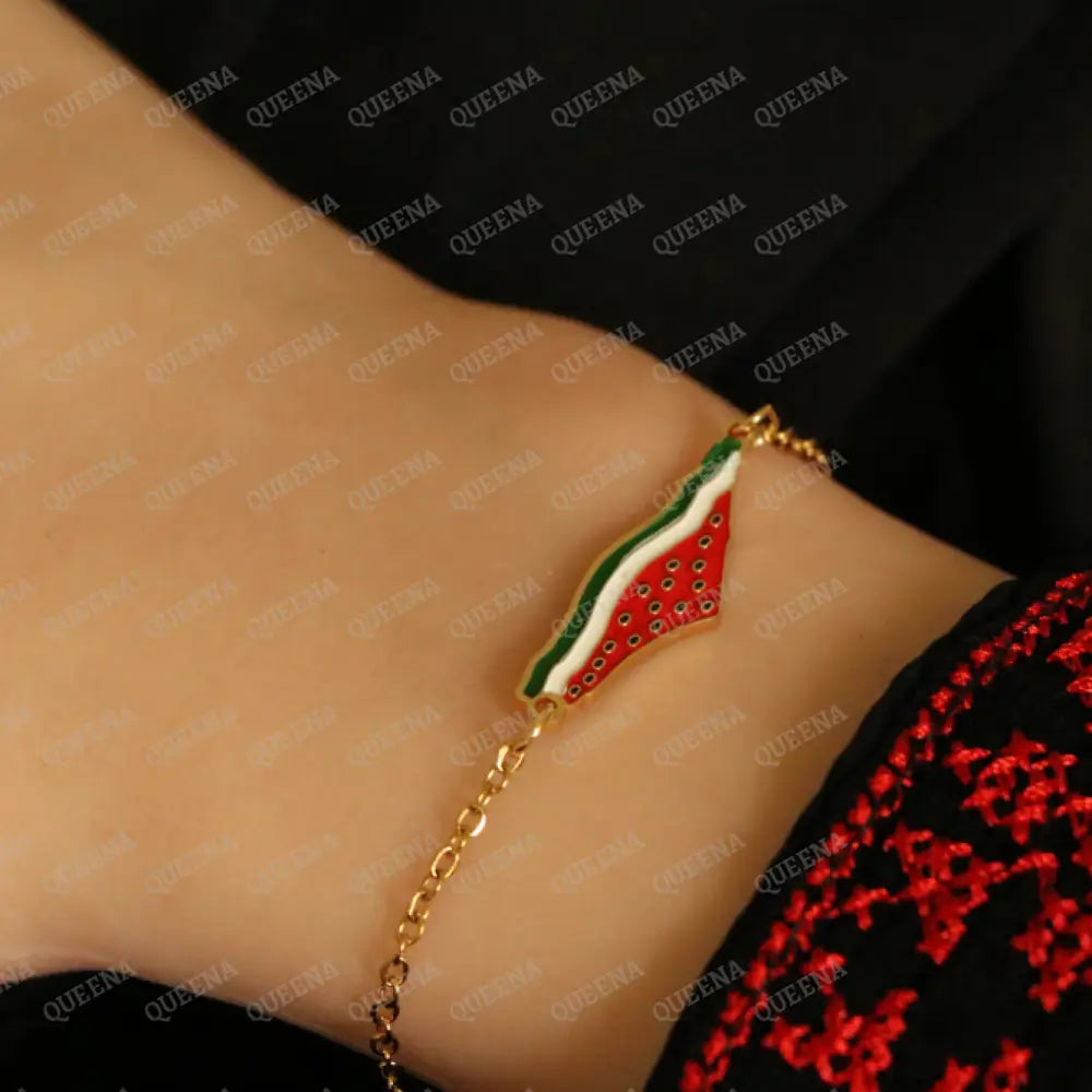 Delicate WATERMELON PALESTINE Country Map Bracelet Bracelet