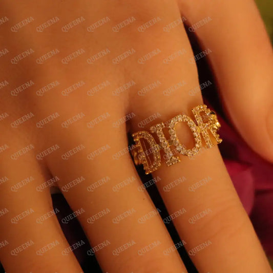 DIORa Ring Studded with Full Zircon - Adjustable (Free Size) - Rings