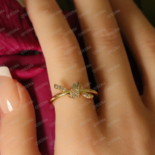 Dolley Knot Ring Studded with Zircon - Adjustable (Free Size) Rings