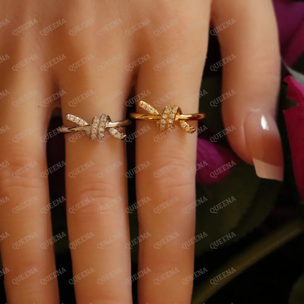 Dolley Knot Ring Studded with Zircon - Adjustable (Free Size) Rings