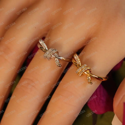Dolley Knot Ring Studded with Zircon - Adjustable (Free Size) Rings