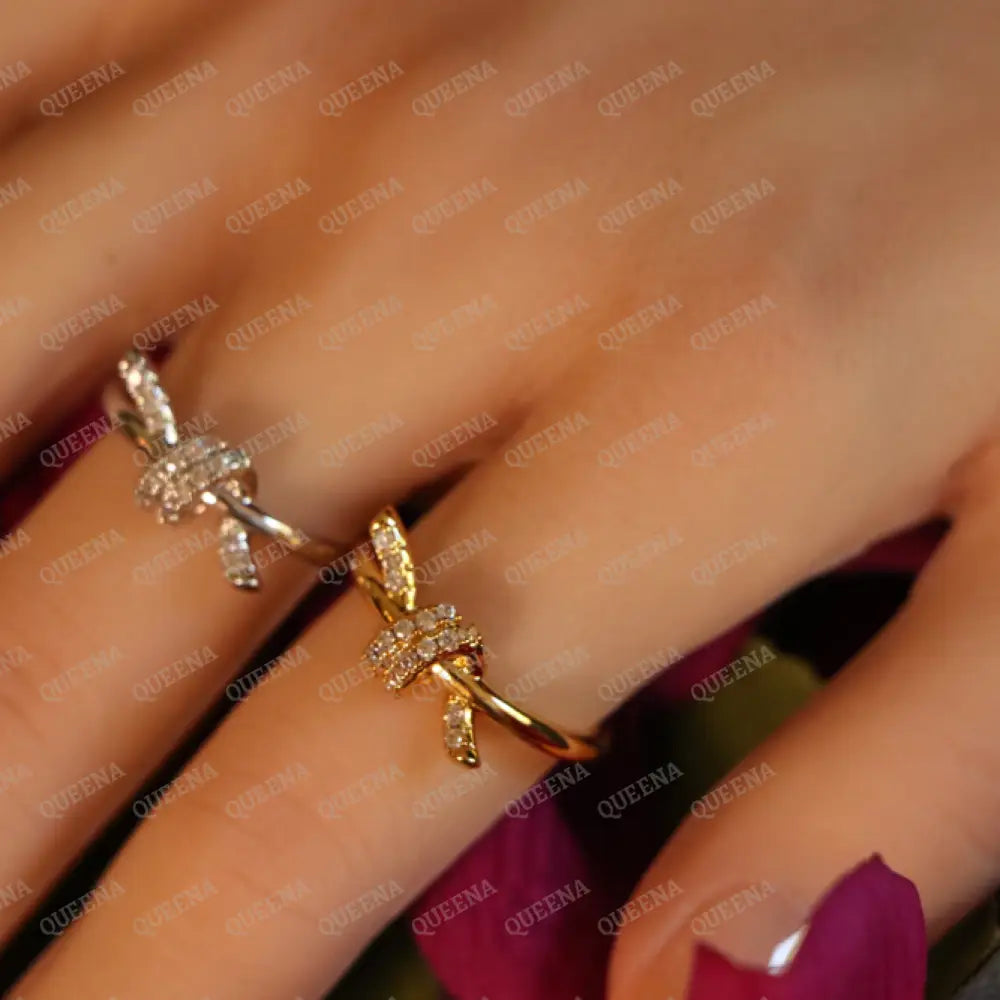 Dolley Knot Ring Studded with Zircon - Adjustable (Free Size) Rings