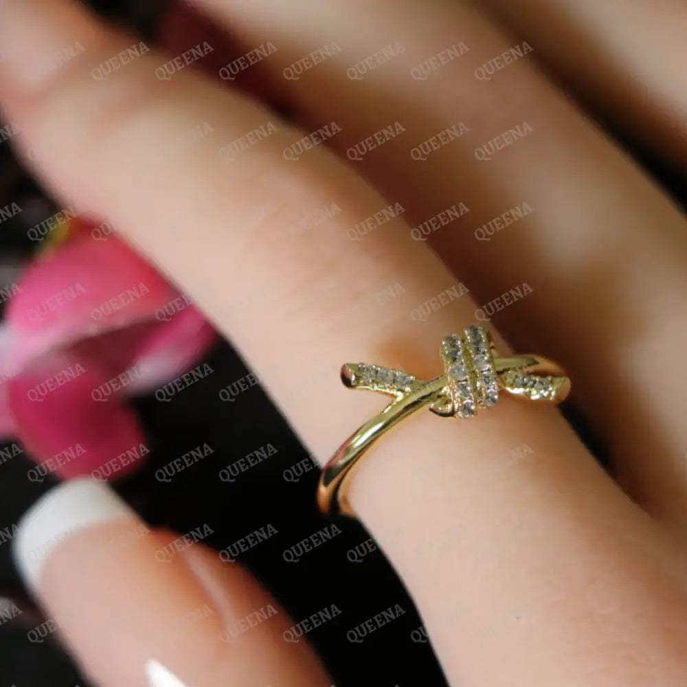 Dolley Knot Ring Studded with Zircon - Adjustable (Free Size) Rings