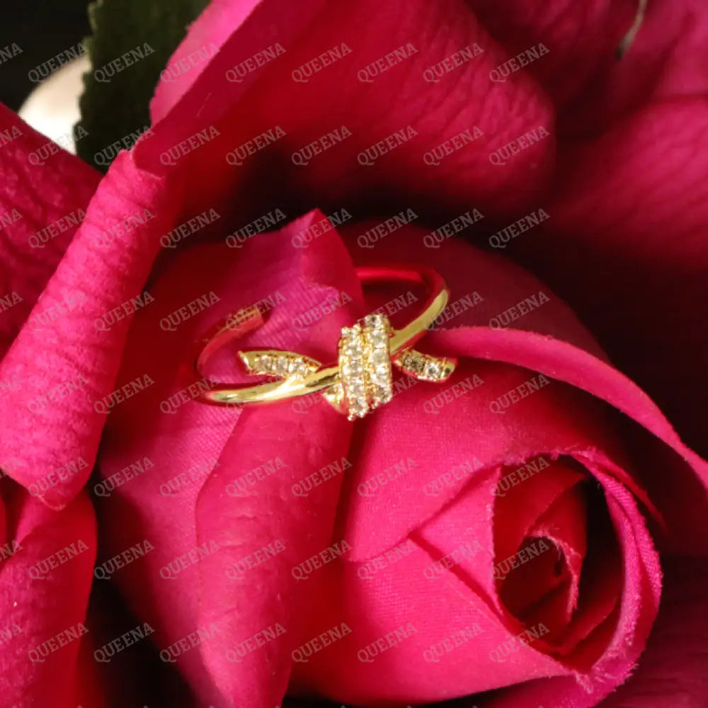 Dolley Knot Ring Studded with Zircon - Adjustable (Free Size) Rings
