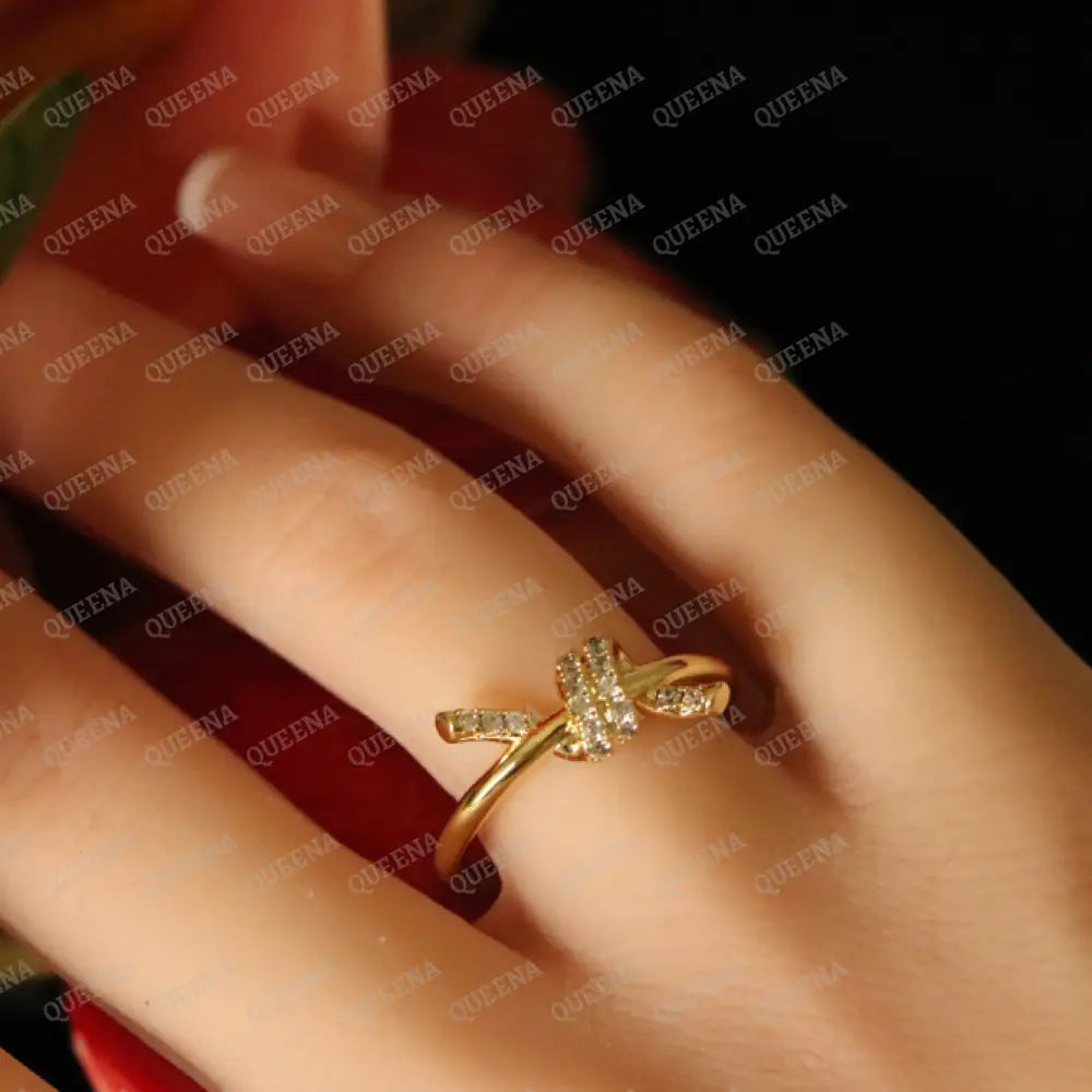 Dolley Knot Ring Studded with Zircon - Adjustable (Free Size) Rings