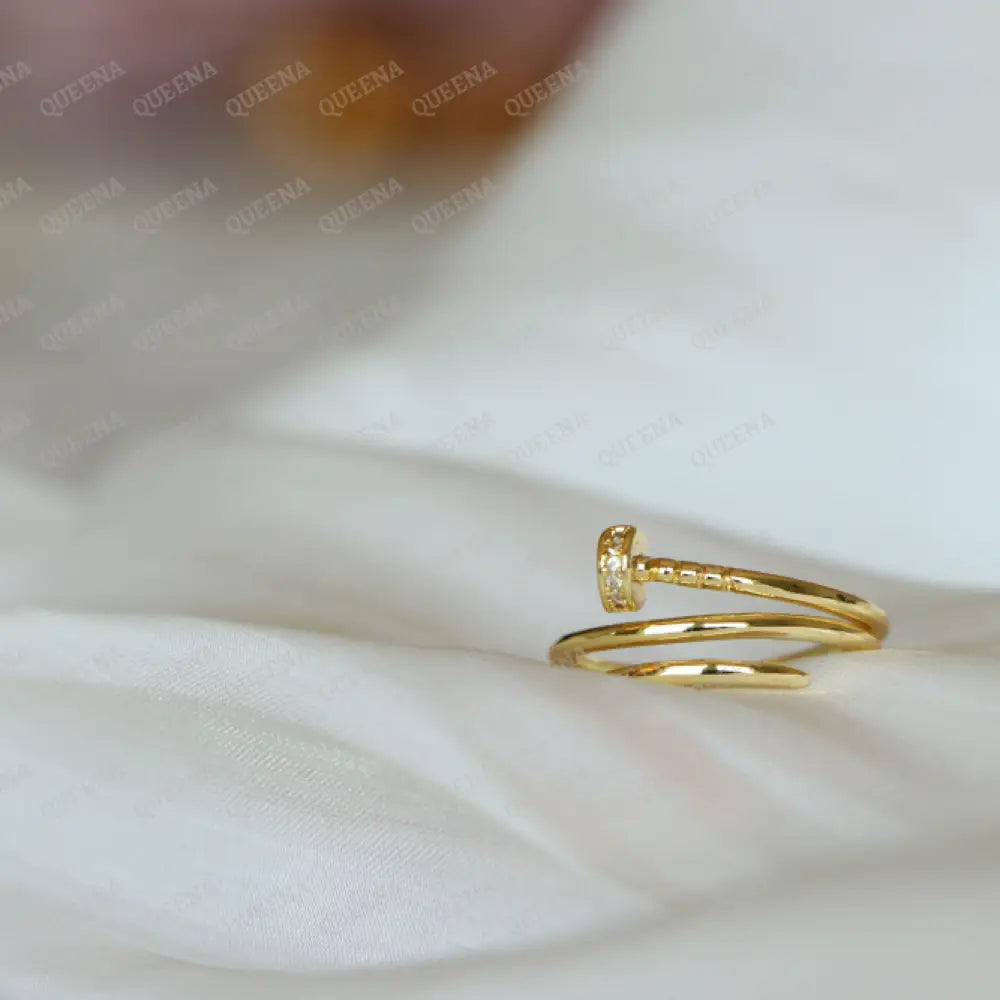 Double Nail Ring With Zircon - Free Size Ring Adjustable Rings