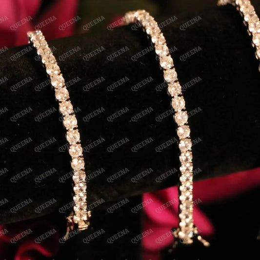 Elegant Classic Moissanite Diamond Tennis Bracelet with Dimond Lock Bracelet