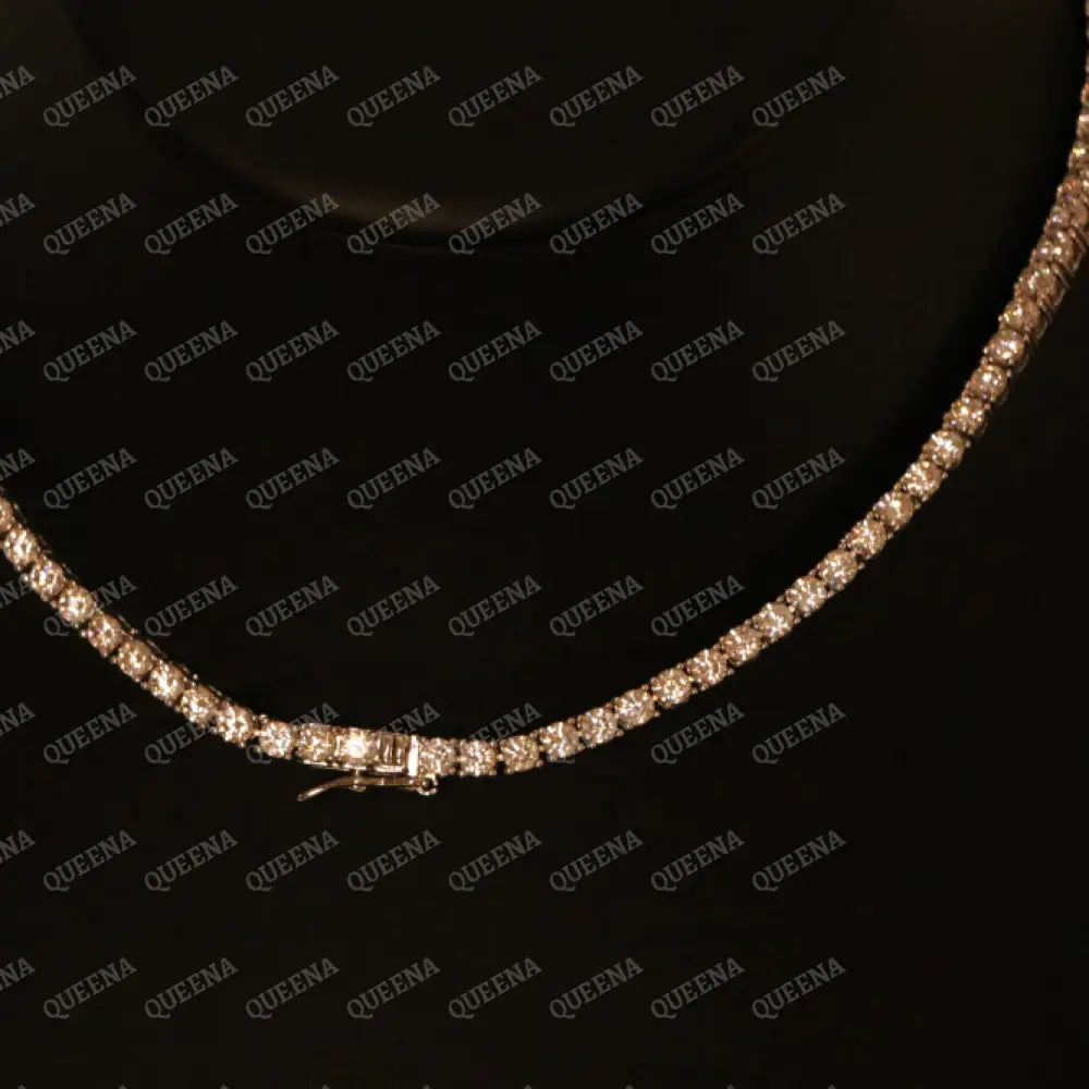 Elegant Classic Moissanite Diamond Tennis Choker Necklace with Dimond Lock Necklaces