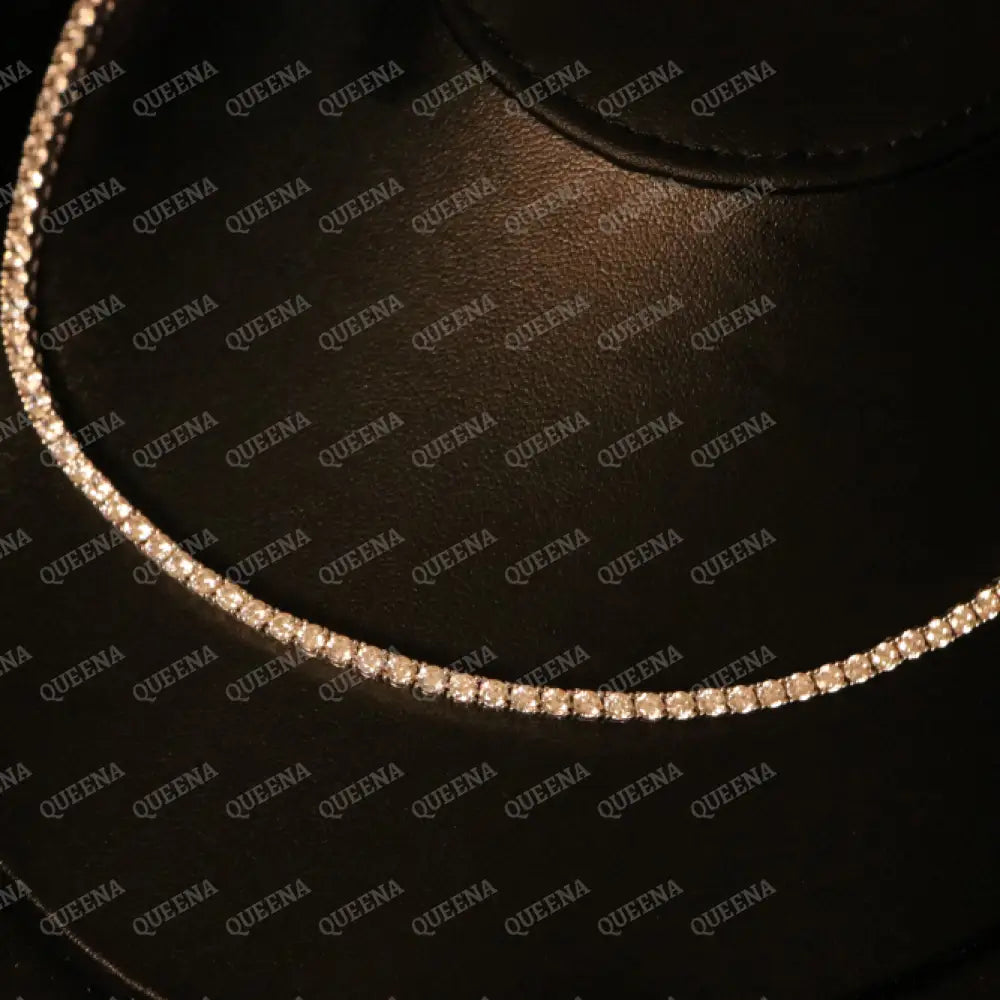 Elegant Classic Moissanite Diamond Tennis Choker Necklace with Dimond Lock Necklaces