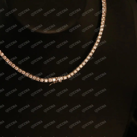 Elegant Classic Moissanite Diamond Tennis Choker Necklace with Dimond Lock Necklaces